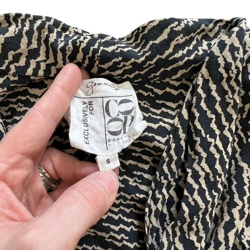 Gemma for Co Op Barneys New York Brown Animal Print Silk Blouse S - Picture 4 of 4